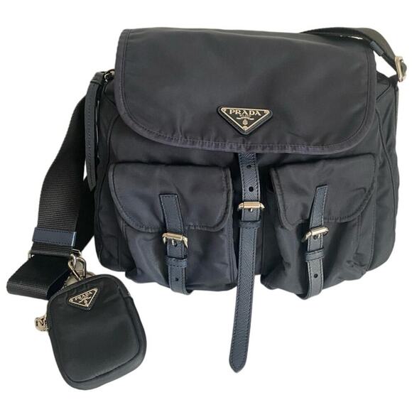 Prada Double Pocket Crossbody Messenger Bag w/ Coin Purse - Incl. Dustbag - Picture 1 of 16